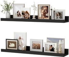 Floating Shelves Set of 2, 60 cm Black Floating Shelves for Wall Wall Mounted