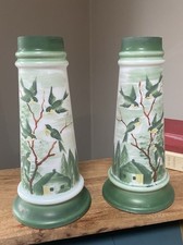 Pair Antique Victorian Opaline