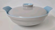Poole Pottery Two Tone Lidded Serving Dish Tureen Sky Blue/ Dove Grey