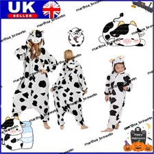 Children/Adult Cow Onsies Pajamas Unisex Kigurumi Animal Cosplay Halloween Day