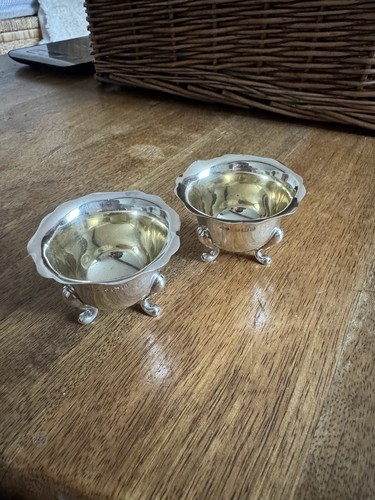 Pair sterling silver open - open, salt
