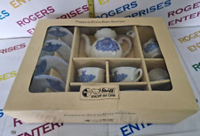 Steiff Club Doll's Tea Set Blue Teddy Bear Design 1995 Porcelain 613715 Box Torn