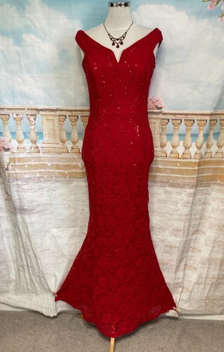Evening dress red lace - dress,