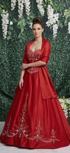 Wedding gown couture red white - wedding,