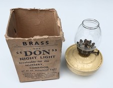 Vintage Yellow Kelly Pixie Nursery Oil Lamp with Glass Shade. Boxed (The Don).