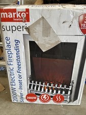 Marko Heating Electric Fireplace 2000W Black With Silver Trim/Grate