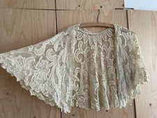 Rare, Antique, Point De Gaze Lace, Champagne Colour, Wedding Dress Shrug, Bolero