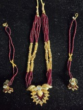 Indian Maroon Gold Beaded