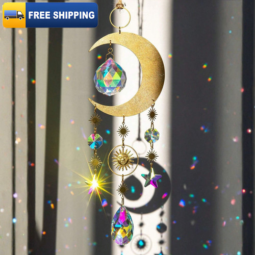 Moon star crystal suncatcher - moon,