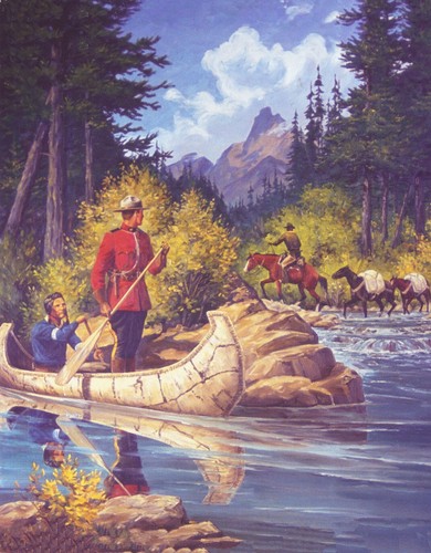 Canadian mountie native canoe - mountie,