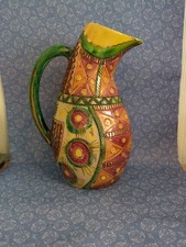 Vintage Italian Water Jug/Vase Majolica Pottery Hand Painted Model No. 255