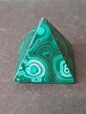Green Genuine Malachite Healing Pyramid /Paperweight Excellent