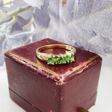 9ct gold Green Tsavorite Garnet ring, UK size N, green cocktail dress jewellery