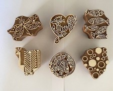 6 INDIAN HANDCARVED WOOD BLOCK