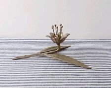 Lovely Vintage Mid Century Novelty Flower Petal Ashtray Silver Tone Agudo Style