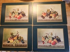 4 Antique Collectable Vintage 1950s / 1960s Fruit Cork Backed Placemats 