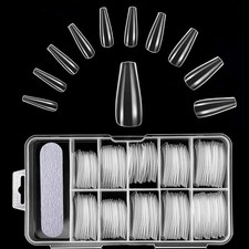 False Nails - Set of 100 Full Cover Length Clear Nail Tips