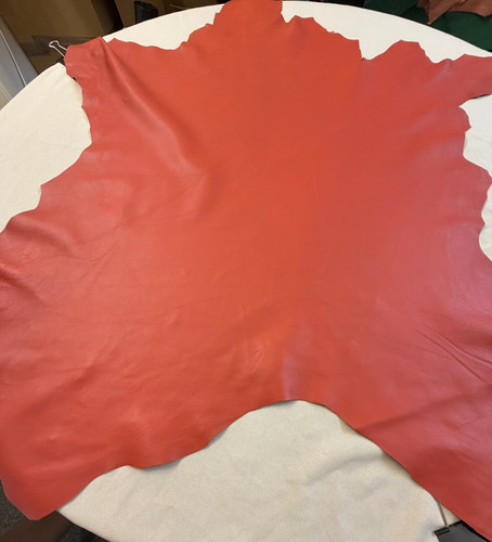 Coral red leather hides - hides, skins