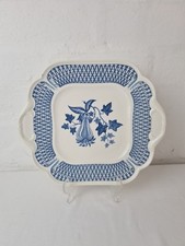 AVOCADO by Wedgwood Cake Plate Square 11.75" Blue Abd White