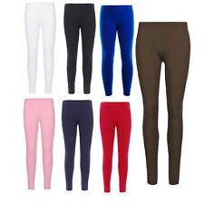 Girls 95% Cotton Leggings Plain New Dance Stretch Child Teens 5-13 Years