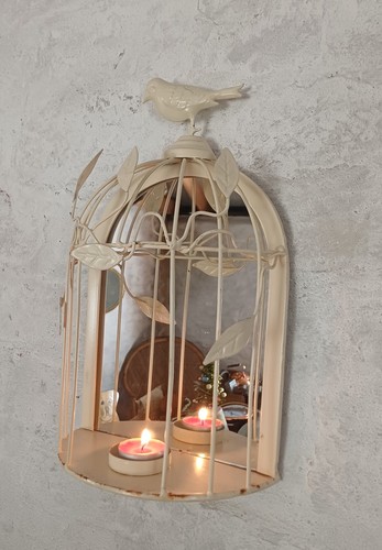 Grey metal bird cage - grey,
