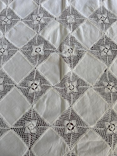 Vintage handmade linen filet - handmade, &