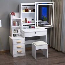 Dressing Table With Drawers Mirror Stool Set Makeup Desk Vanity Table Bedroom UK