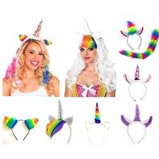 Rainbow Unicorn Headband for Kids & Adults - Halloween Fancy Dress Accessory