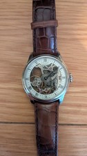 Rotary Men’s Manual Wind Skeleton White Dial Brown Strap Watch GS02521/06