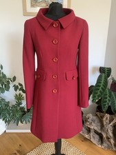 Stunning Quality Hobbs Red Long 100% Virgin Wool Coat Jacket  - Size 10