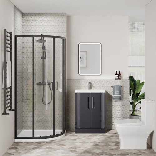 Squared 600mm black vanity - 600mm,