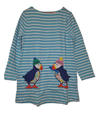 Girls Ex Boden Dress Tunic Puffins Blue Striped Cotton 2-10 Years NEW