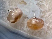 Pink Flower Agate Oval