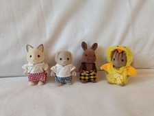Sylvanian Families Bundle of 4 Kids, with School Uniforms and Chick Costume