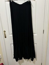 Angel Circle Stretch Jersey Panelled Skirt, Back Elastic Waist, Black Size 14