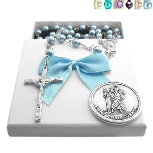 Pearl rosary beads for boys - pearl,