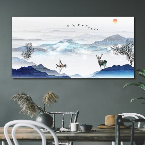 Painting asian boat deer - asian,