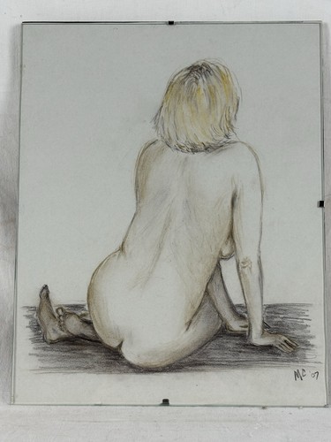 Original signed charcoal nude - signed,