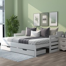 White Wooden Bed Frame Day Bed
