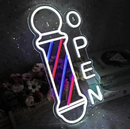 Barber shop open neon led - barber, sign