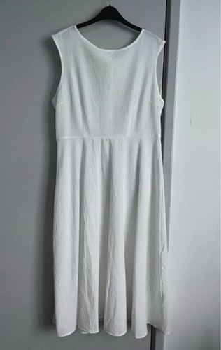White sleeveless cotton midi - sleeveless,