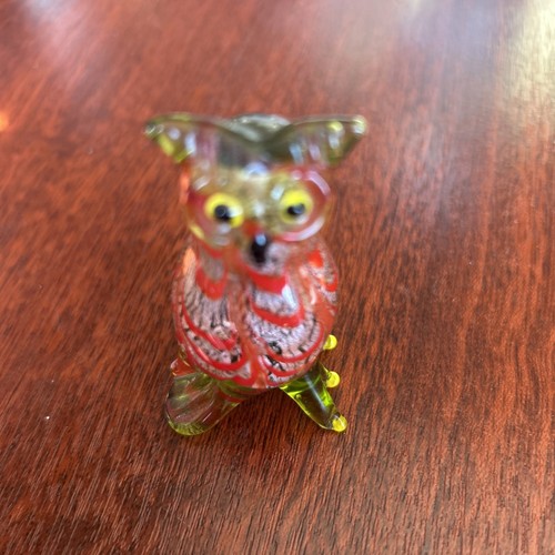 Glass owl ornament red figure - red,