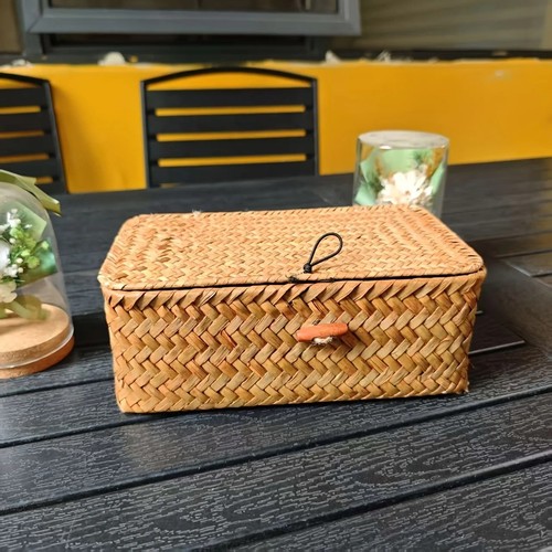 Woven rattan storage basket - woven,