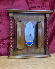 Hanging Wall Mirror & Clothes Brush Set Barley Twist 12" wide x 13" tall x 1.5"d