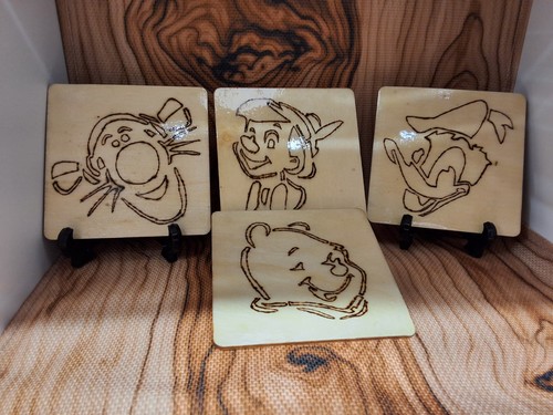 Vintage pyrography art wood - pyrography, on