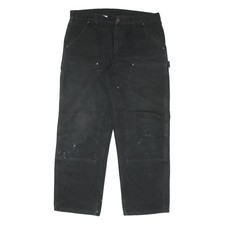 CARHARTT Mens Cotton Blend Black Regular Straight Trousers W36 L30 Workwear