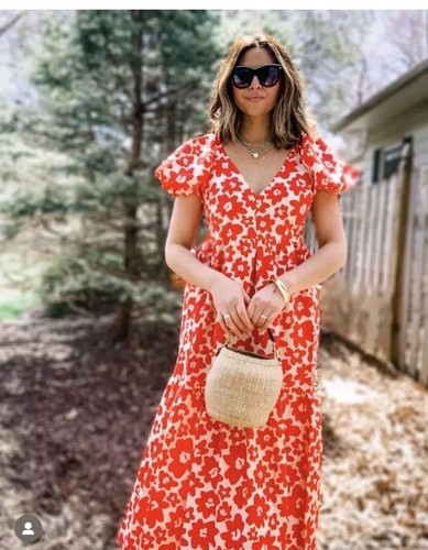 Zara blogger red white floral - zara,
