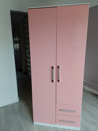 Pink wardrobe with - , drawers