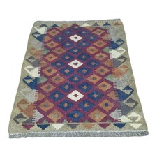 Vintage geometric fringed rug
