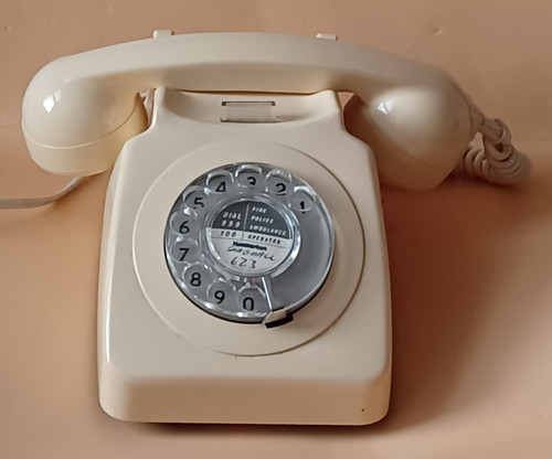 Vintage cream rotary dial - cream,